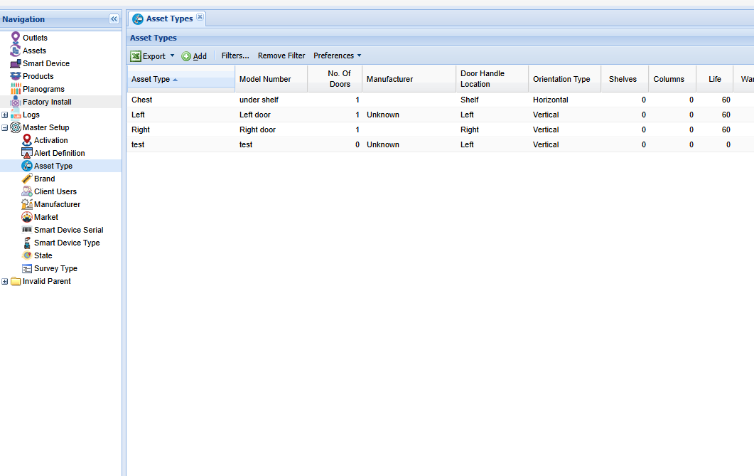 Default Asset Screen